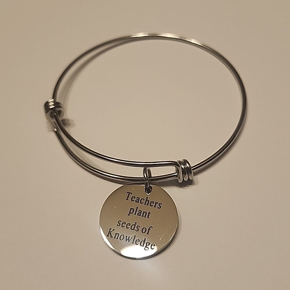 Teachers Plant Seeds of Knowledge Silver Tone Bracelet